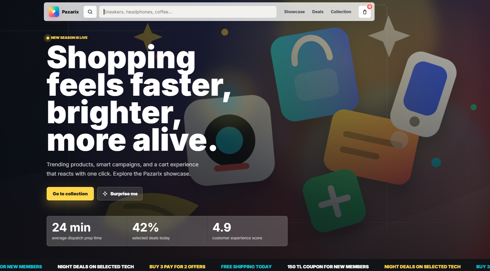 Pazarix e-commerce website screenshot